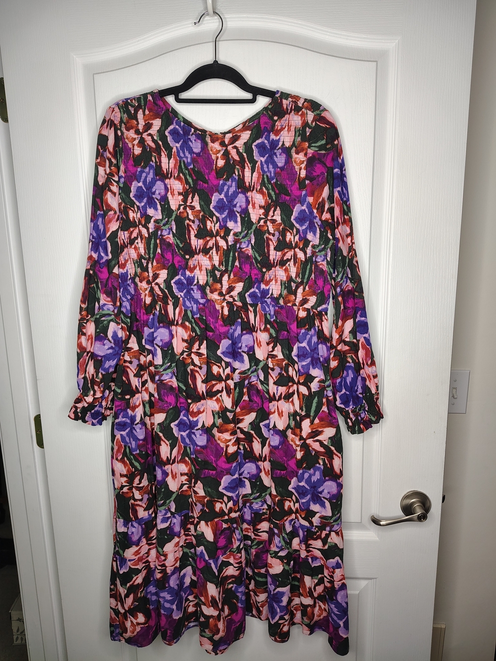 Terra & Sky Purple and Pink Floral Long Sleeve Midi Dress